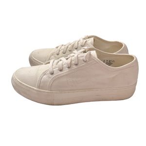 Sam Edelman Women's Genara Fashion Sneaker Size 6.5 Low White Canvas Platform